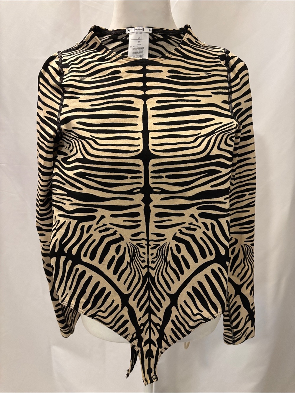 Wolford Black & Cream Zebra-Print Stretch One Piece - size XS